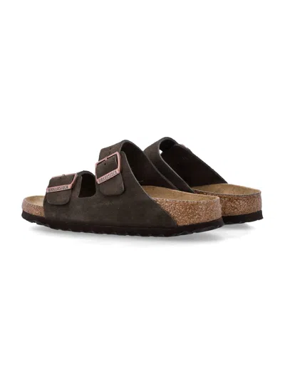 Birkenstock Arizona Slippers With Cork Midsole And Suede Upper In Brown