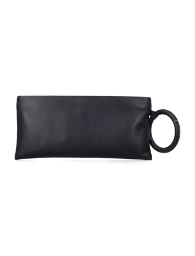 Tom Ford Aura Leather Clutch Bag With Lettering Logo On The Front In Black