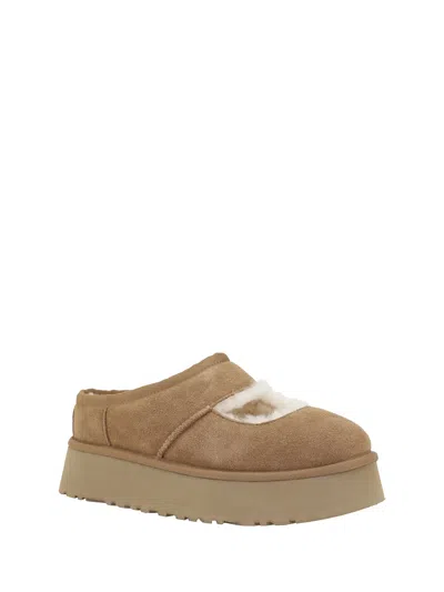 Ugg Suede Slippers With Plush Mutton Lining In Brown