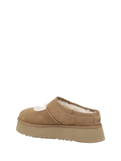 Ugg Suede Slippers With Plush Mutton Lining In Brown