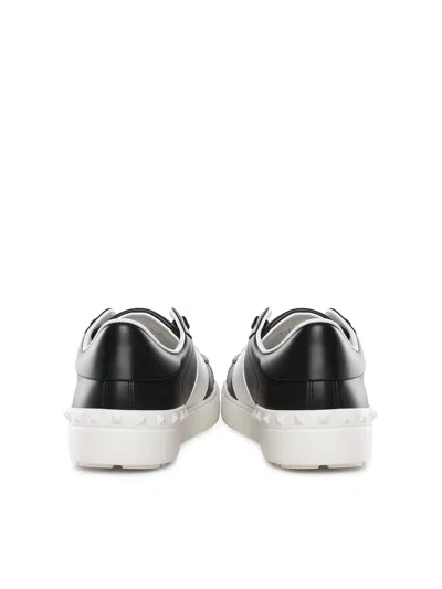 Valentino Garavani Open Sneakers In Leather With Contrast Colored Stripe And Stud Detail In White