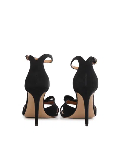 Ferragamo Roxy 90 Vara Bow Suede Sandals In Black