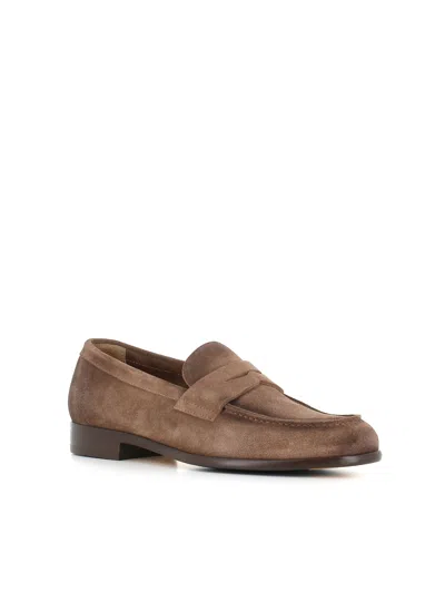 Doucal's Vintage Suede Loafer In Brown