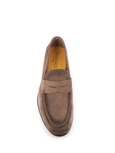 Doucal's Vintage Suede Loafer In Brown