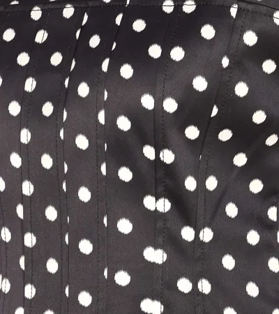 Ganni Womens Black Padded-shoulder Polka-dot Satin Corset Top
