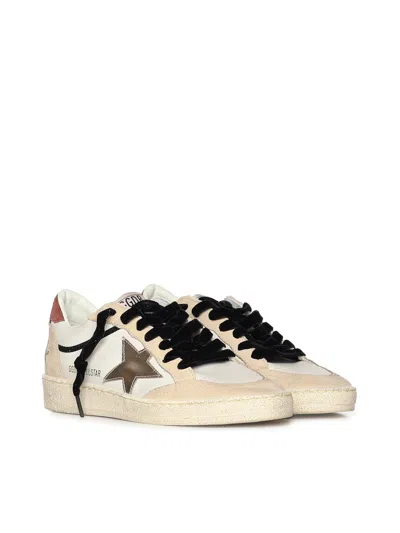 Golden Goose Ball Star Leather Upper Suede Toe And Spur Laminated Star Waxed Suede Heel Sneakers White