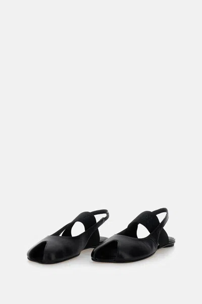 Mm6 Maison Margiela Logo Detailed Open-toe Slingback Sandals In Black