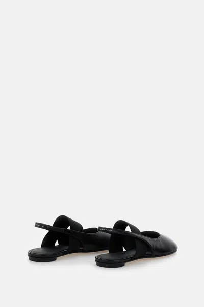Mm6 Maison Margiela Logo Detailed Open-toe Slingback Sandals In Black