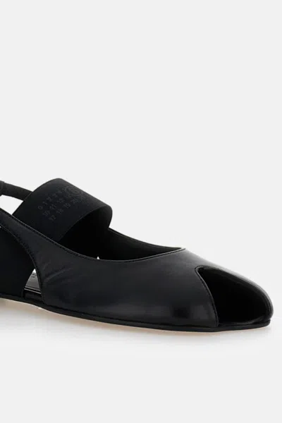 Mm6 Maison Margiela Logo Detailed Open-toe Slingback Sandals In Black