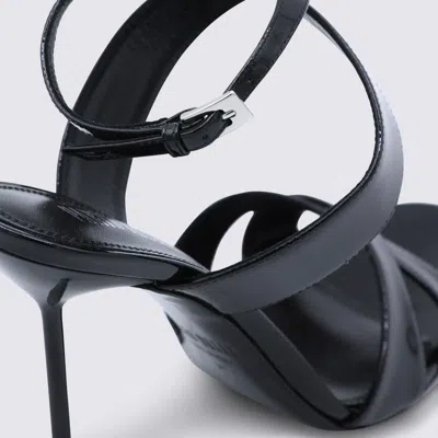 Paris Texas Lidia Black Sandals With High Stiletto Heel And Criss-crossed Ankle Strap In Patent Leather Woman