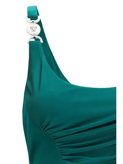 Versace Cocktail Dress Responsible Vicose Liquid Jersey In Green