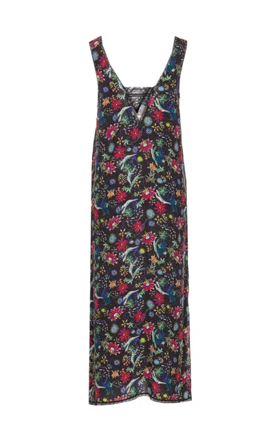 Zadig & Voltaire Womens Encre Renzo Floral-print Woven Midi Dress In Black