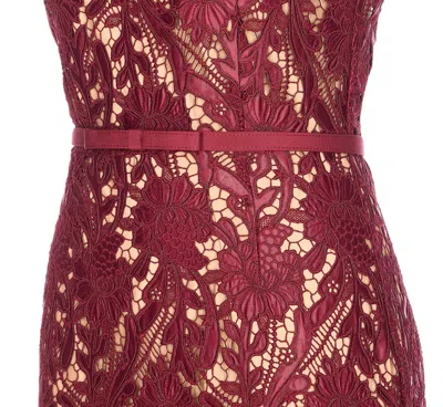 Self-portrait Fitted Guipure Lace Midi Dress With Removable Belt In Red