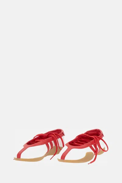 Adidas Originals Taekwondo Mei Leather Ballerina Shoes Contrast Trim In Red