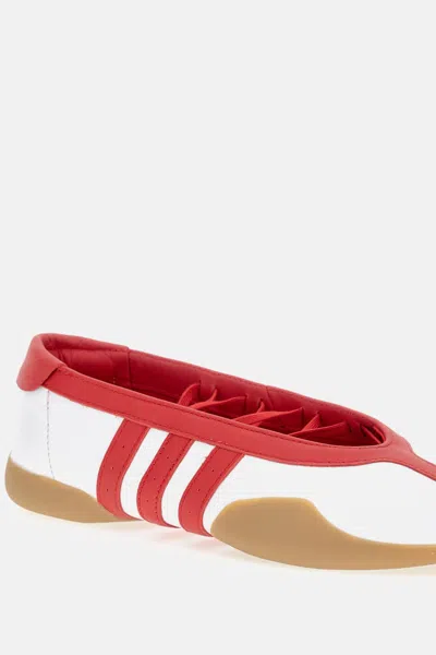 Adidas Originals Taekwondo Mei Leather Ballerina Shoes Contrast Trim In Red