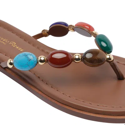 Gianvito Rossi Shanti Thong 05 Leather Slides In Brown