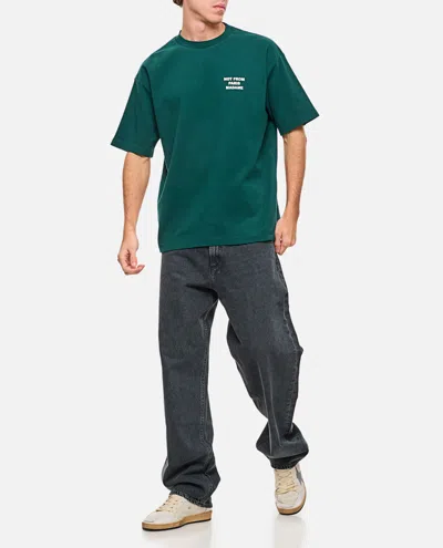 Drôle De Monsieur Le T-shirt Slogan Printed Cotton T-shirt In Green