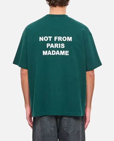 Drôle De Monsieur Le T-shirt Slogan Printed Cotton T-shirt In Green