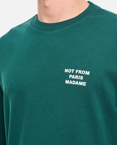 Drôle De Monsieur Le T-shirt Slogan Printed Cotton T-shirt In Green