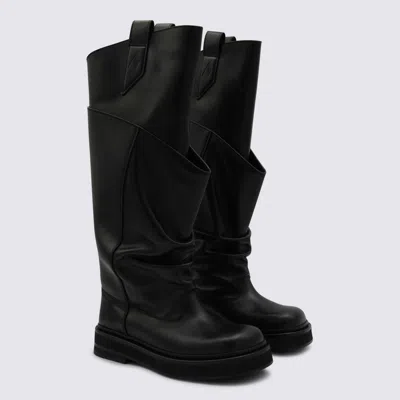 Attico Passeggiata Black Boots With Heel-tab And Rubber Sole In Leather Woman