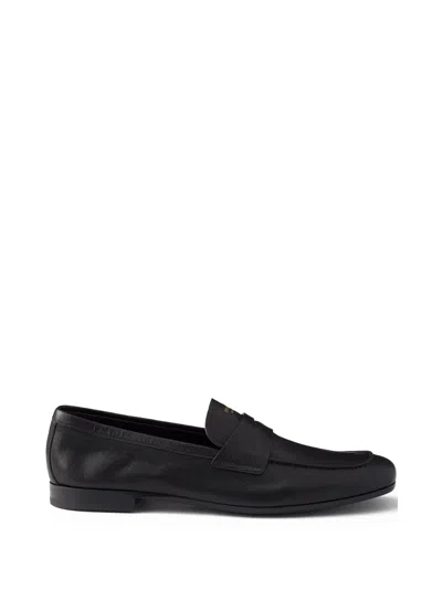 Prada Leather Loafers In Black