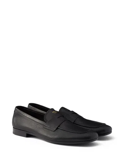 Prada Leather Loafers In Black