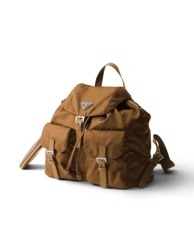 Prada Medium Re-nylon Backpack With Pouch In Brown