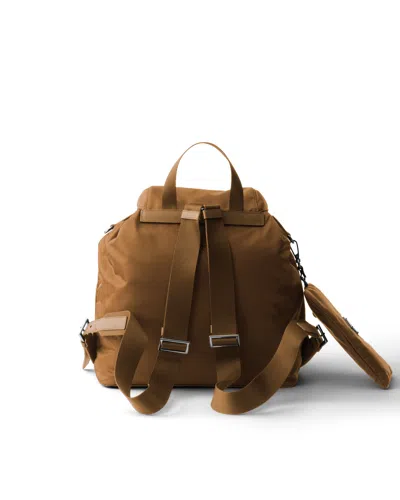 Prada Medium Re-nylon Backpack With Pouch In Brown