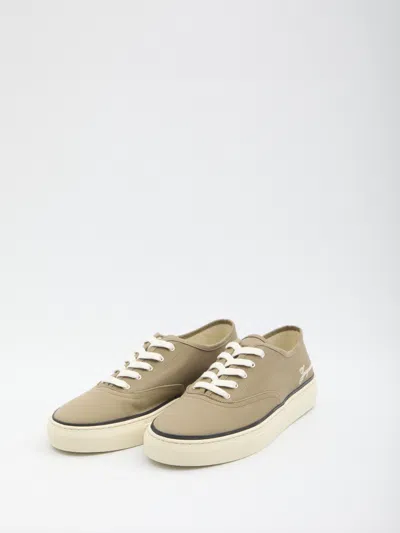 Jacquemus Cotton Low-top Sneakers With Embroidered Logo In Brown
