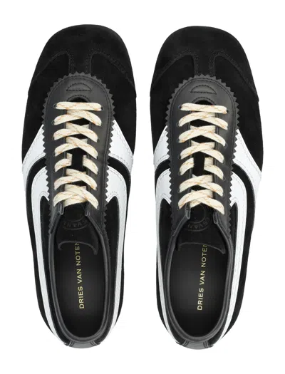Dries Van Noten Sneakers Contrast Stitching Low Top Rubber Sole In Black