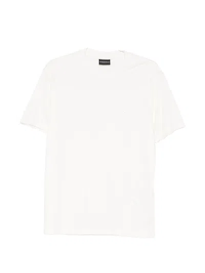 Emporio Armani Asv Domed Logo Pima-jersey T-shirt In White