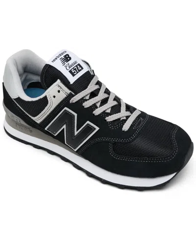 New Balance 574 Leather-trimmed Suede And Mesh Sneakers In Navy