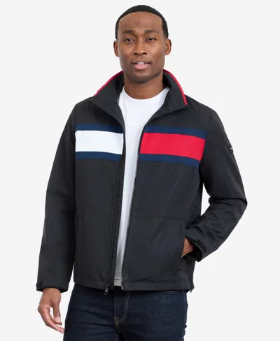 Tommy Hilfiger Flag Softshell Zip Jacket In Black