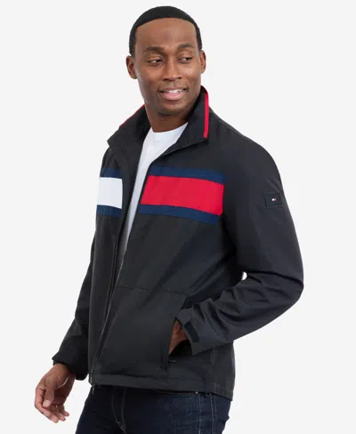 Tommy Hilfiger Flag Softshell Zip Jacket In Black
