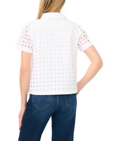Cece Collared Button Down Swing Top In White