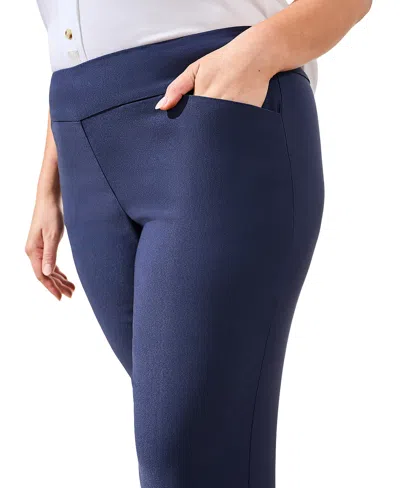 Tribal Plus Size Flatten-it Pull-on Ankle Pant In Blue