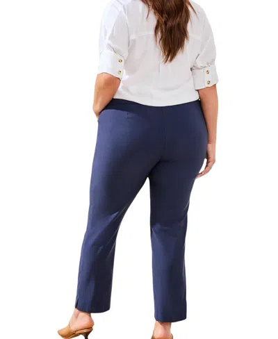 Tribal Plus Size Flatten-it Pull-on Ankle Pant In Blue