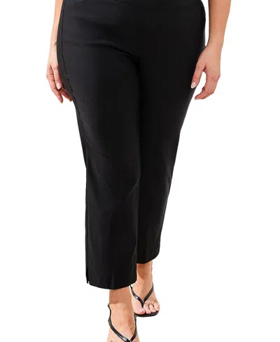 Tribal Plus Size Flatten-it Pull-on Ankle Pant In Black