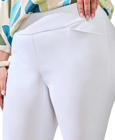 Tribal Plus Size Flatten-it Pull-on Ankle Pant In White