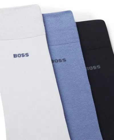 Hugo Boss Men's Solid Regular Length Socks, 3-pack In Multi