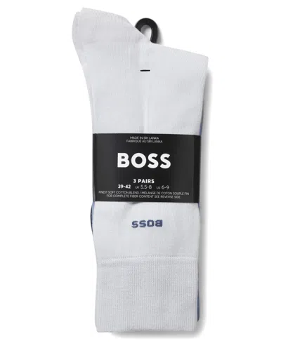 Hugo Boss Men's Solid Regular Length Socks, 3-pack In Multi