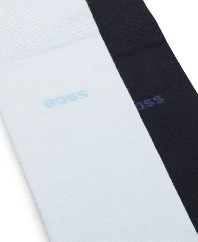 Hugo Boss Men's Solid Socks, 2-pack In Blue