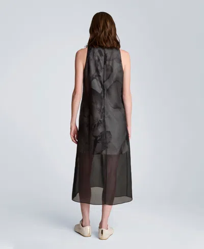 Kenneth Cole Sheer Overlay Crewneck Mini A-line Dress In Black