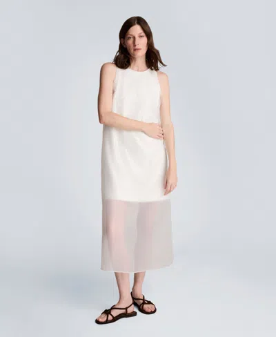 Kenneth Cole Sequin Sheer Overlay Crewneck Mini A-line Dress In White