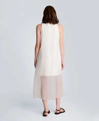 Kenneth Cole Sequin Sheer Overlay Crewneck Mini A-line Dress In White