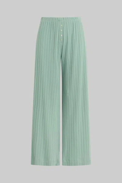 Leset Pointelle Boxer Pants In Green