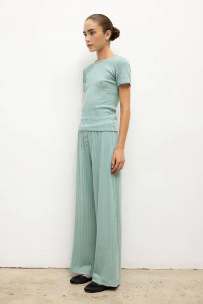 Leset Pointelle Boxer Pants In Green