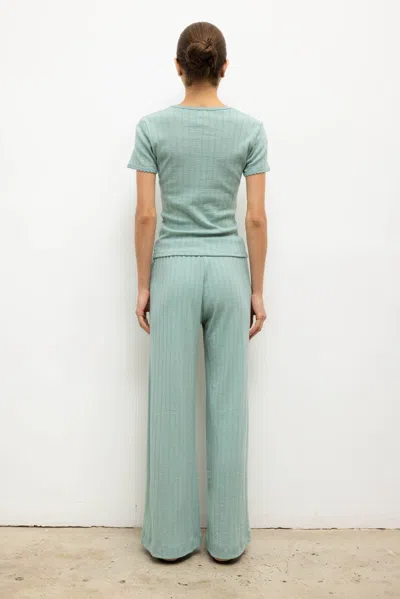 Leset Pointelle Boxer Pants In Green