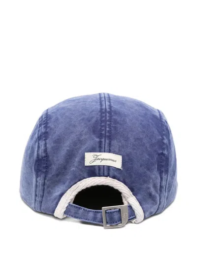 Jacquemus Cursive-logo Cap In Blue