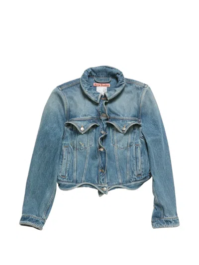 Acne Studios Wavy-construction Buttoned Denim Jacket In Blue